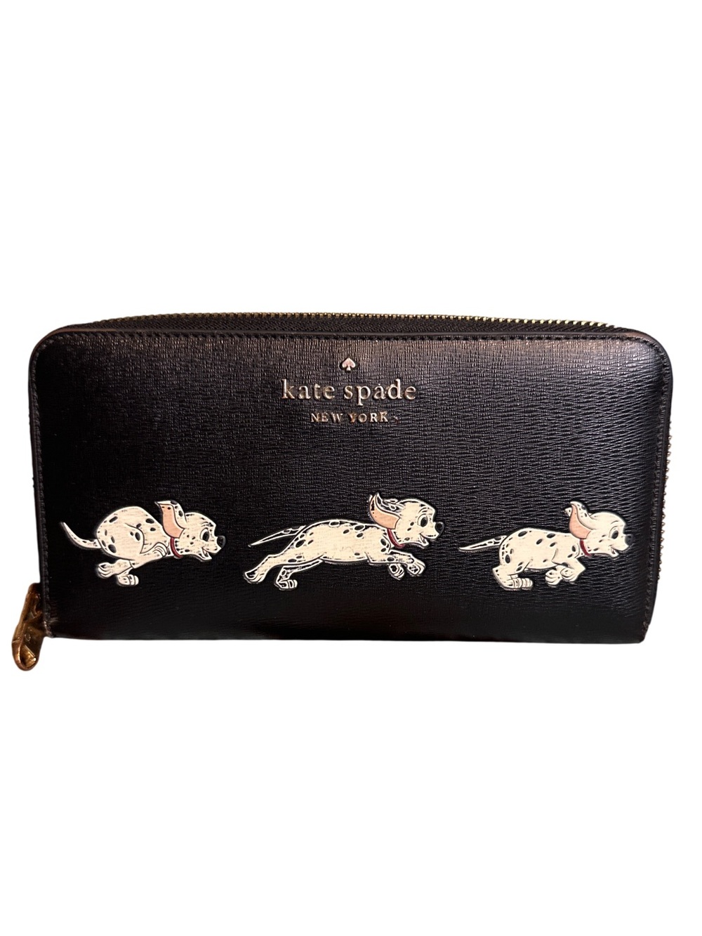 kate spade x Disney Dalmatians Black Leather Wallet, zip around - pre-loved